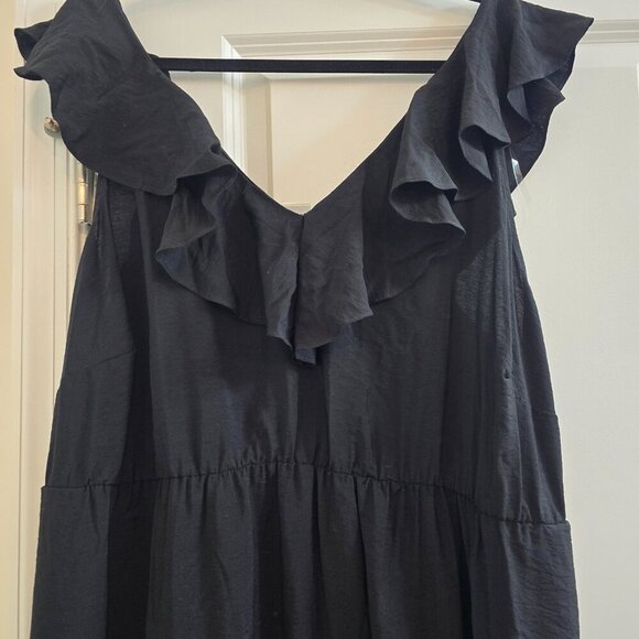 Women's Flutter Short Sleeve Maxi A-Line Dress - Ava & Viv - Black 2X - Picture 1 of 13